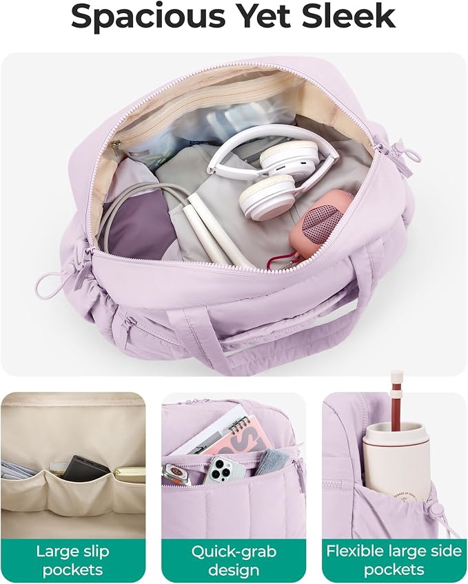 BAGSMART Duffle Bag for Travel, Gym Bag for Women, Weekender Carry on Bag | PVC Wet Pocket, Airline Approved Personal Carry-on Size, Fits Under-seat, One Bag for Gym, Travel, Hospital, Overnight - Image 3