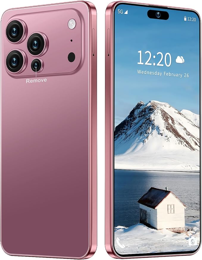 17 PMAX Unlocked Cell Phone,16GB+512GB Smartphone,6.99" HD Screen Android 15 5G Phones,Battery 7000mAh Android The Phone,Fingerprint Button Unlock/GPS/Face ID/Dual SIM/5G (Rose Glod) by Unknown