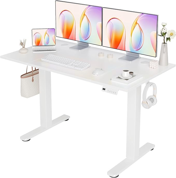 YDN 48 x 24 Inch Warm White Electric Standing Desk | Adjustable Height, Sit Stand, Cable Management, Ergonomic, Home Office by YDN