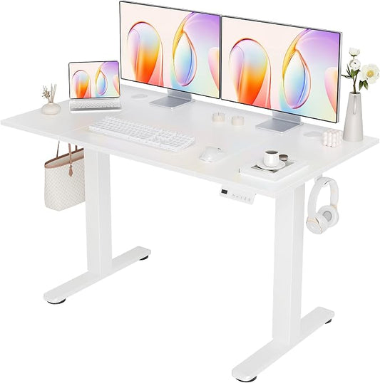 YDN 48 x 24 Inch Warm White Electric Standing Desk | Adjustable Height, Sit Stand, Cable Management, Ergonomic, Home Office by YDN