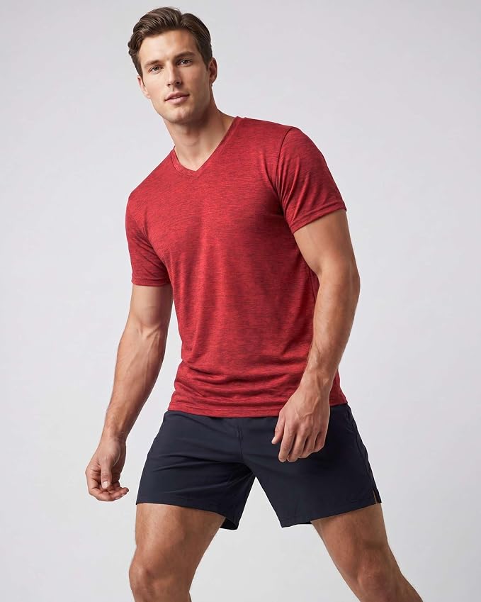 5 Pack Men's Dry Fit V Neck Gym Workout T Shirts Athletic Moisture Wicking | Cooling, Quick Dry, Breathable, Short Sleeve, Exercise, Cycling, Sports, Outdoor, Fitness, Golf, Crossfit, Hiking, Tennis - Image 2