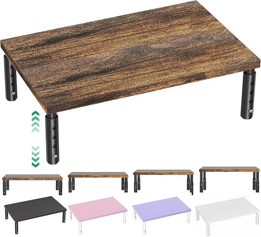 OPNICE Adjustable Monitor Stand Riser for Desk, Computer & Laptop Stand, Desk Organizers and Accessories, Office Desk Accessories & Workspace Organizer for Home Office, Brown Wood by OPNICE
