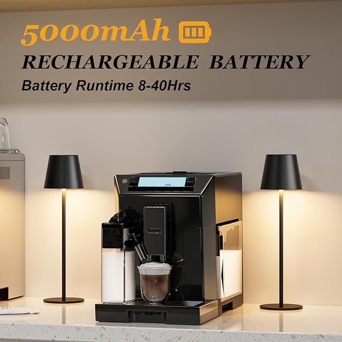 Kakanuo Cordless Table Lamp Rechargeable Black - KK 2 Pack 5000mAH Battery Operated Lamp for Counter, 3 Color Stepless Dimming Wireless Lamp for Dining Kitchen, Outdoor Patio, Touch Control - Image 3