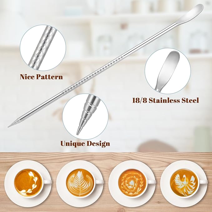 Amrules Milk Frothing Pitcher, 12 oz Milk Frother Cup with Clear Scale, 304 Stainless Steel Cappuccino Espresso Machine Accessories for Barista Coffee Bar with Latte Art Pen, Multipurple - Image 6