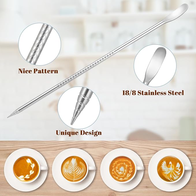 Amrules Milk Frothing Pitcher, 12 oz Milk Frother Cup with Clear Scale, 304 Stainless Steel Cappuccino Espresso Machine Accessories for Barista Coffee Bar with Latte Art Pen, Multicolor - Image 6