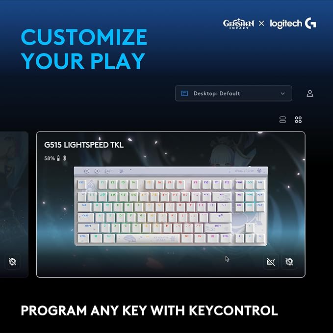 Logitech G515 TKL Wired Gaming Keyboard (Tactile) - Genshin Impact Edition | Low profile, gaming, LIGHTSYNC RGB, thin design, double-shot PBT keycaps, mechanical switches - Image 4