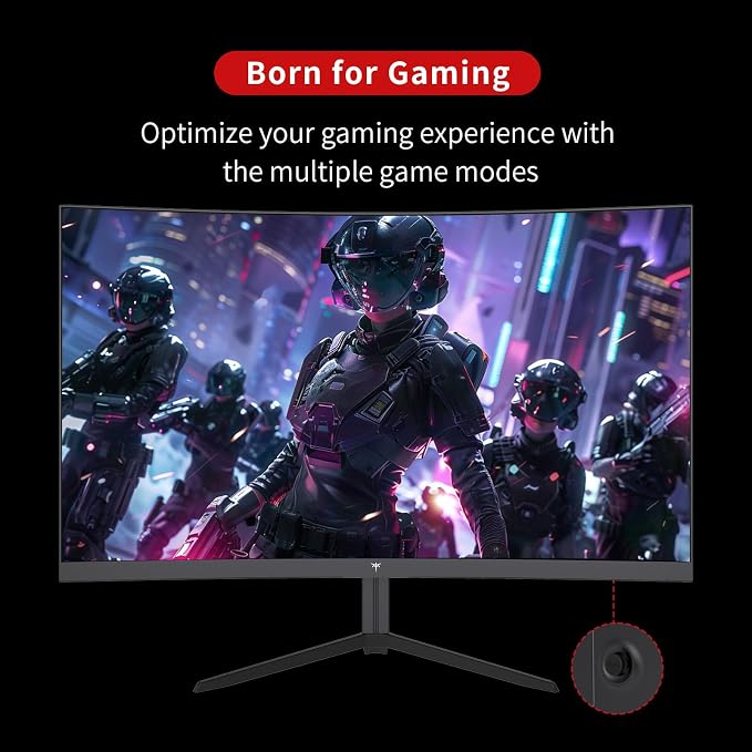 KTC 24 Inch 1500R Curved Gaming Monitor,180Hz 1ms FHD 1080p VA Monitor, Adaptive Sync, 110% sRGB, HDR Support, DisPlayPort/HDMI,Tilt, VESA for Gaming Home Office Business PS5 PC Monitors - Image 8