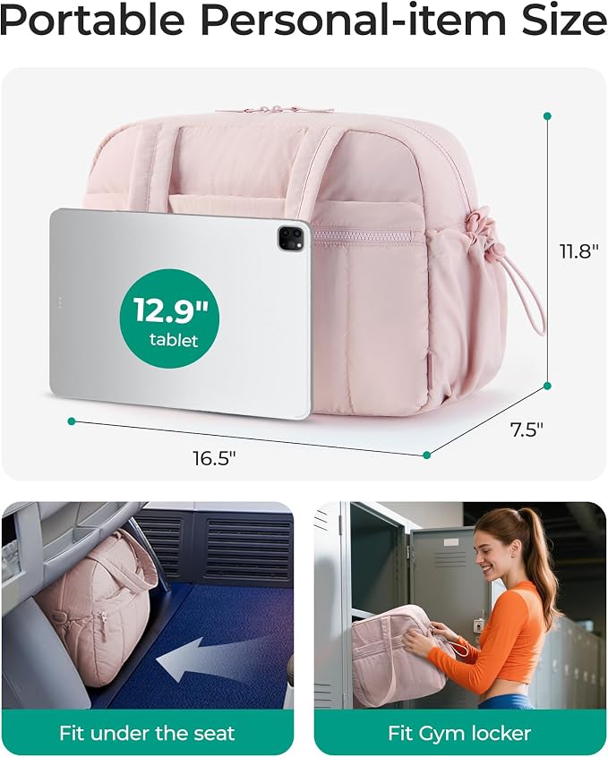 BAGSMART Duffle Bag for Travel, Gym Bag for Women, Weekender Carry on Bag | PVC Wet Pocket, Airline Approved Personal Carry-on Size, Fits Under-seat, One Bag for Gym, Travel, Hospital, Overnight - Image 2