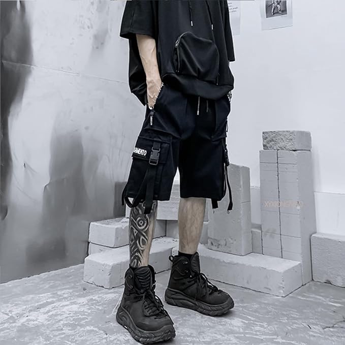 XYXIONGMAO Men's Joggers Techwear Black Hip Hop Cargo Shorts Streetwear Sweatpants Cargo Pants for Men - Image 3