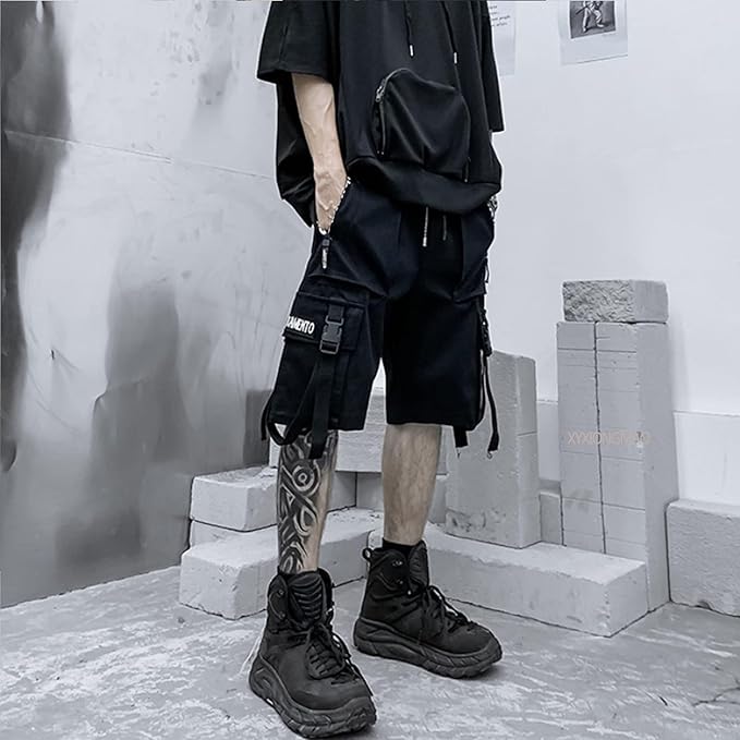 XYXIONGMAO Men's Joggers Techwear Black Hip Hop Cargo Shorts Streetwear Sweatpants Cargo Pants for Men - Image 2