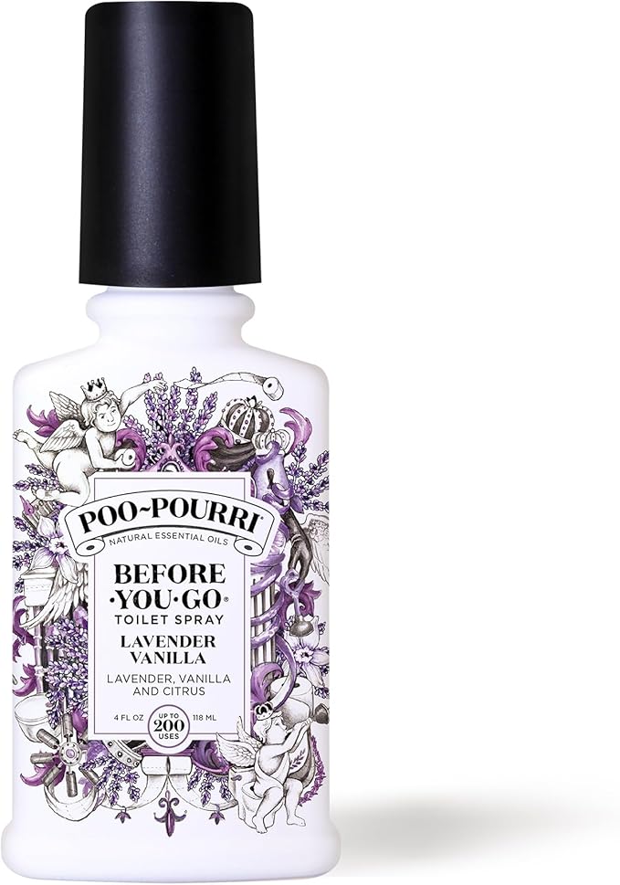 Poo-Pourri Before-You-Go Toilet Spray, Lavender Vanilla, 4 Fl Oz, Up to 200 Uses, Bathroom Odor Deodorizer, Plant-Based with Essential Oils, for Home or Work, Lavender, Vanilla and Citrus Scent by Unknown