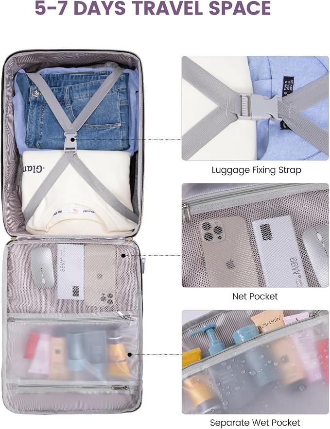 LOVEVOOK 40L Travel Backpack for Women & Men, Airline Approved Carry On Luggage with 3 Packing Cubes, TSA Overnight Bags, Waterproof Personal Item Bag, Weekender Essentials Backpacks fits 17" Laptop - Image 9