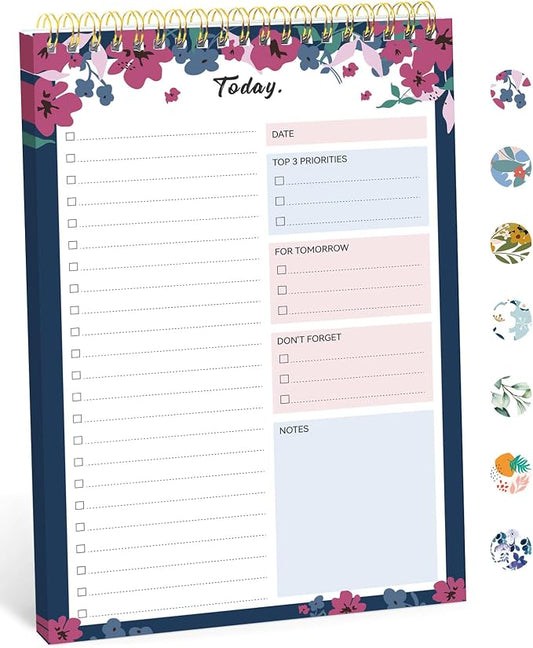 Taja To Do List Notepad, Undated Daily Planner for Work and Goal Setting | Twilight Petals, 52 Sheets, 9.8" x 6.5" , for Office, Home and school, Daily Task Planning, Notes and Everyday Organization by Taja