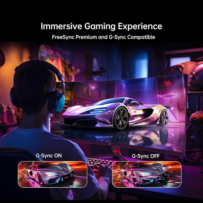 KTC 34 Inch Curved Ultrawide Gaming Monitor, 21:9, 3440x1440p 180Hz 1ms, 1500R Curved Monitor, Freesync G-sync, Picture by Picture,PIP, Height/Tilt/Swivel/Pivot, H34S18S - Image 5