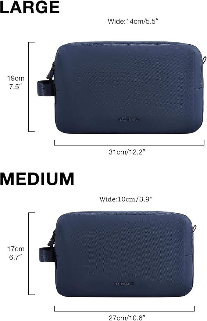 BAGSMART Toiletry Bag for Men, Travel Toiletry Organizer Dopp Kit Water-resistant Shaving Bag for Toiletries Accessories, Door Room Essentials,Navy Blue-medium - Image 7