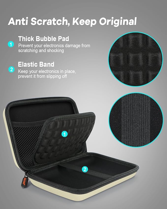 Clean-Beige Hard Shell Case for Electronic Accessories Organizer - Large Hard Carrying Case for Power Bank, External Hard Drive, Cell Phone, Charger, Cable - Portable Protection Travel Pouch Bag - Image 9