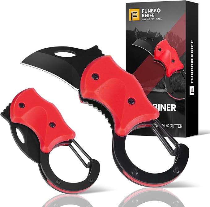 FUNBRO Cool Folding Knife Box Cutter, Edc Knives Tool | Small Pocket Knife for Men with 1.34 Inch Sharp Blade, Great Gift for Women Men (red) by FUNBRO