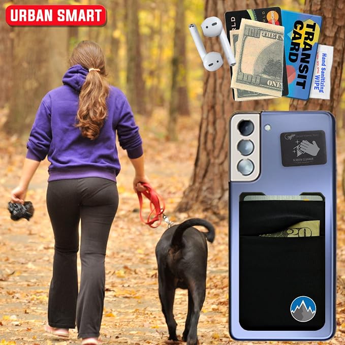 Gecko Travel Tech Double Pocket - Adhesive Card Holder - Cell Phone Pouch - Stick on Spandex Pocket - Carry Credit Cards and Cash (Mountain) - Image 5