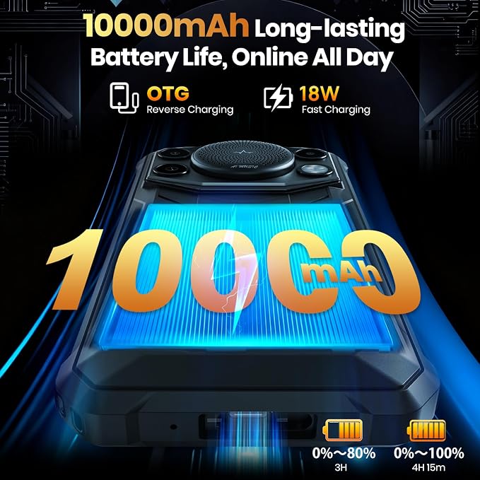 FOSSIBOT F110 Pro Rugged Smartphone Unlocked 5G Android 15, 128dB Loudest Speaker 20GB+128GB /2TB 10000mAH, 6.7'' HD Display 50MP Rear Camera, IP68/69K Waterproof, NFC/Dual SIM/Widevine L1 - Image 4