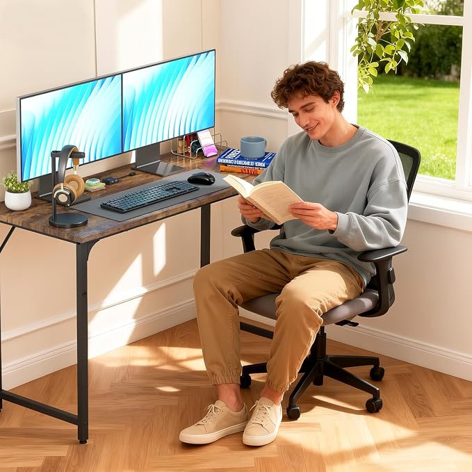 BestOffice Computer Desk,Home Office Desk, Modern Simple Style for Home Office Study Writing (Vintage, 47 Inch) - Image 4