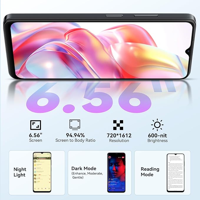 Blackview Wave 9C Unlocked Android Phones, Android 15 Cell Phone Unlocked, 6.56" Smartphones, 12+128GB/2TB，13MP+8MP，5000mAh，Fingerprint/Face ID, Black - Image 4