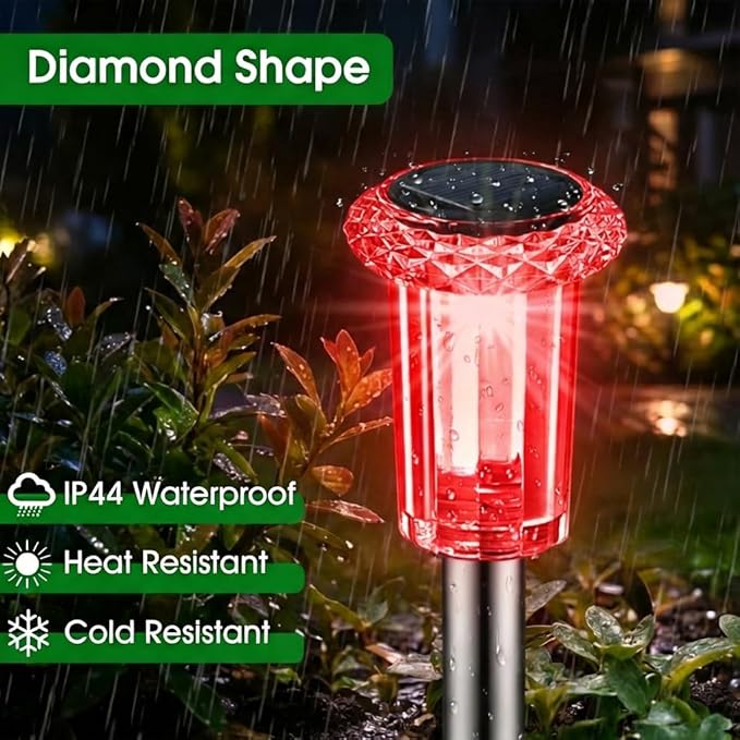 Eyrosa Solar Outdoor Lights, 10 Pack Solar Pathway Lights Outdoor Waterproof, Stainless Steel Stake Lighting for Garden Yard Path Walkway Driveway Patio Lawn Outside Decor,Color Changing - Image 5
