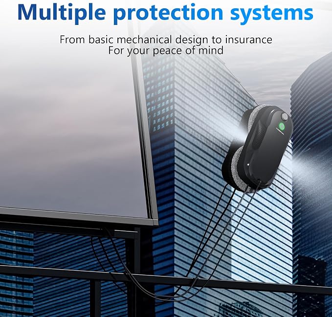 Tosima W5 Window Cleaning Robot, 6400Pa Max Adaptive Suction, Auto-Spray Smart Window Cleaner with Triple Safety System, Intelligent Navigation, Remote Control, for All Smooth Surfaces, Black - Image 2