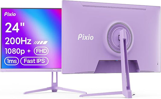 Pixio PX248 Wave Purple 24 inch 200Hz Refresh Rate FHD 1080p Resolution Fast IPS Panel 1ms GTG Response Time Built-in Speakers Gaming Monitor with Adaptive Sync by Pixio
