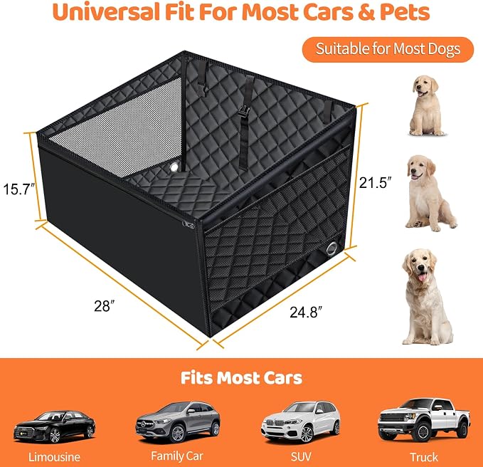 URPOWER Hard Bottom Dog Car Seat for Pets Waterproof Seat Cover Hammock with 3-Sided Hard Boards 600D Heavy Duty Scratch Proof Nonslip Durable Back Seat Covers for Cars, Trucks and SUVs - Image 6