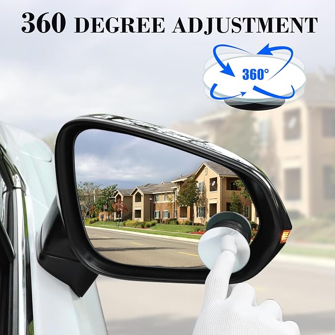 LivTee Blind Spot Car Mirror, 2" Round HD Glass Frameless Convex Side Mirror Blindspot, Reusable 360° Wide Angle Rear View Car Mirrors with Powerful Adjustable Suction Cup - Exterior Mirrors - Image 5