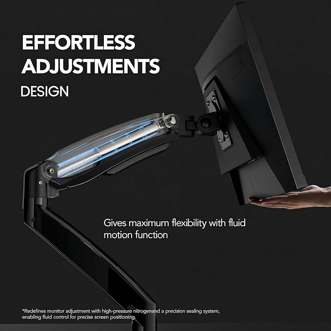 HUANUO Dual Monitor Stand for 13″–40″, Premium Dual Monitor Mount with USB, Height Adjustable Monitor Stand for 2 Monitors, VESA Mount with Clamp/Grommet Base, Holds 26.4lbs per Arm, HNDS7 - Image 5