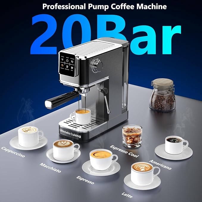 URintells Cuising Espresso Machine with Touchscreen And Cold Brew | 20Bar Pump,Stainless Steel Espresso Maker with Powerful Steam Milk Frother for Cappuccino Latte,Iced Americano - Image 8