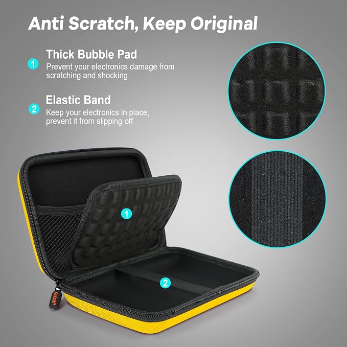 Bright Yellow Hard Shell Electronic Organizer Carrying Case - Shockproof Large Storage Case for Hard Drive, Phone, Power Bank, Charger, Earbuds - Zipper Pouch Gadget Bag for Business, Travel - Image 4