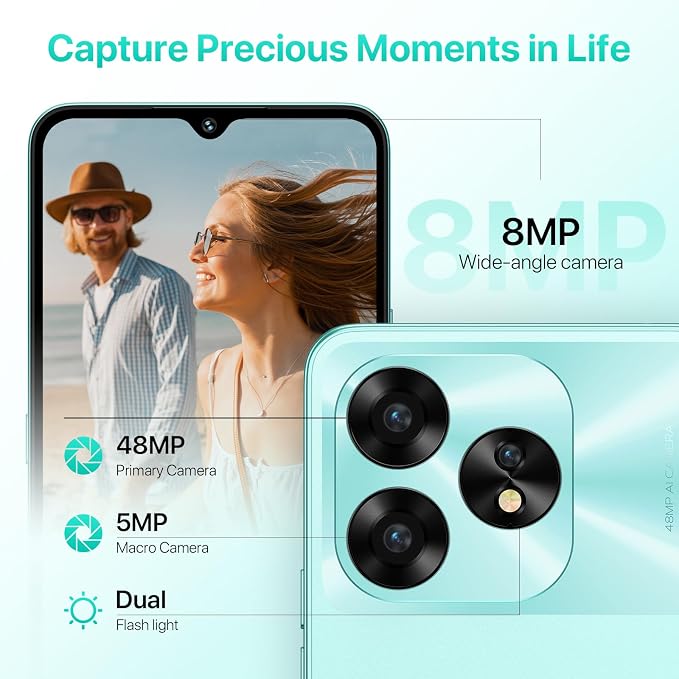 UMIDIGI A15C (8+8GB RAM+128GB ROM) Android 13 NFC Unlocked Cell Phone，48MP Ultra-Clear AI Camera Mobile Phone,5000mAh Battery Smartphone,6.7" HD Full View Display Dual Unlock Phone-Space - Image 4