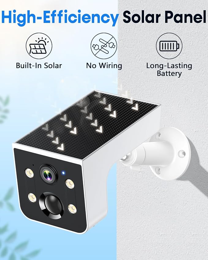 Thybro Solar Security Camera Outdoor Wireless: 2K QHD AI Motion Detection Color Night Vision & 2-Way Audio - IP67 Waterproof Wire-Free WiFi Camera for Home Front Door Backyard Driveway Garage Patio - Image 3