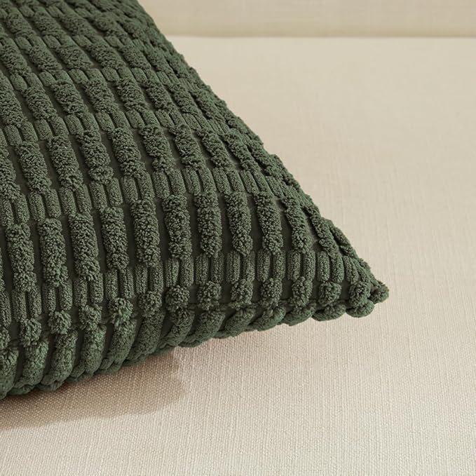Fancy Homi 4 Packs Decorative Throw Pillow Covers for Living Room Couch Bed, Modern Farmhouse Boho Home Décor Accent Cushion Case, 20" x 12", Olive Green - Image 4