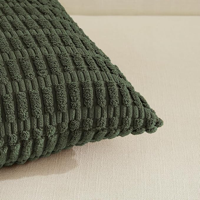 Fancy Homi 4 Packs Decorative Throw Pillow Covers for Living Room Couch Bed, Modern Farmhouse Boho Home Décor Accent Cushion Case, 20" x 20", Olive Green - Image 4