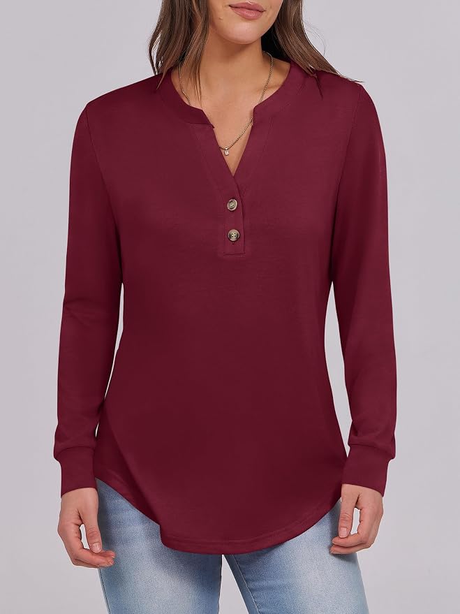 ANRABESS Women's Long Sleeve Shirts 2026 Spring Fashion Dressy Casual Tops Trendy Henley Blouses Cute Work Outfits Clothes - Image 4