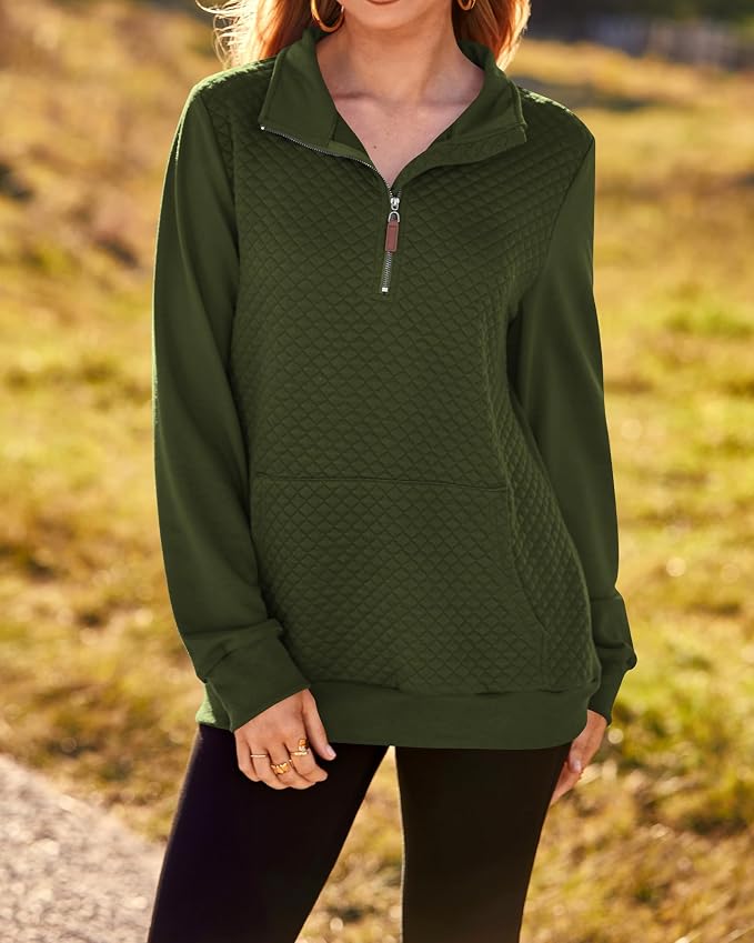 BTFBM Women Fashion Quilted Pattern Lightweight Zipper Long Sleeve Plain Casual Ladies Sweatshirts Pullovers Shirts Tops - Image 6