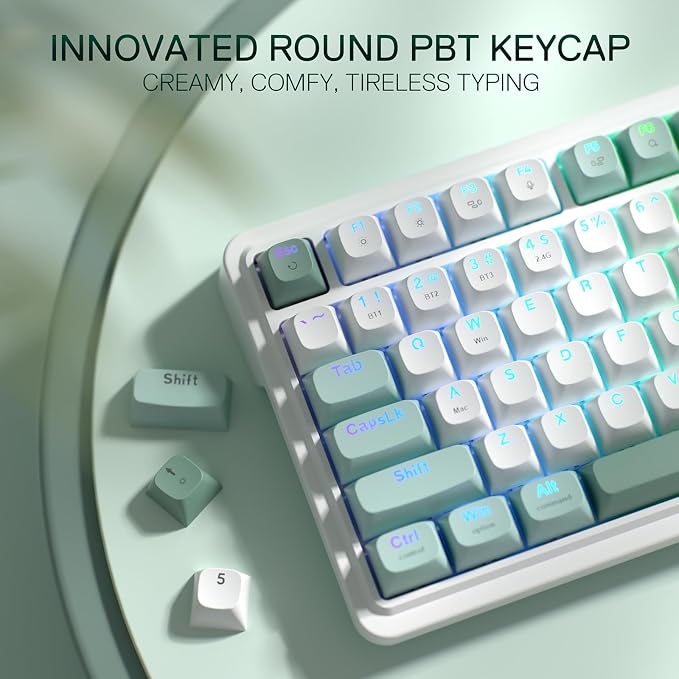 Redragon K719 PRO Wireless 95-Key Gasket Gaming Keyboard, TFT Screen & Knob | Easy-Control LED Info Display, 0-Delay Tri-Mode, Cushioned 5-Layer Noise Dampening for Creamy Thocky Sound, Practical 95 keys - Image 7