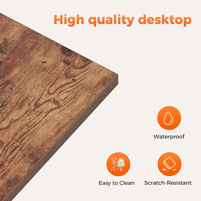 Mericonia 39x20 Inch Computer Desk with Wheels, Small Simple Rolling Desk | Writing Table for Home Office Bedroom Work Study, Brown - Image 5