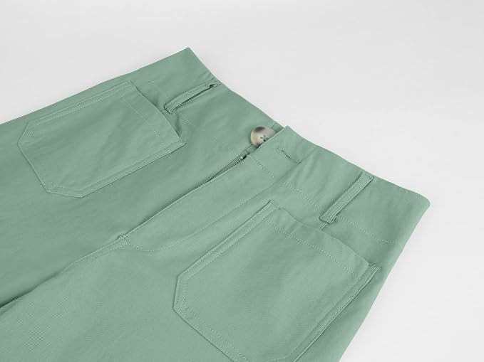 miduo Womens High Waisted Cropped Wide Leg Stretchy Straight Pants Trousers with Pockets - Image 7