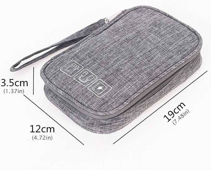 4Pcs Electronic Organizer Bag,Small Travel Tech Cable Organizer Pouch, Waterproof Travel Cord Organizer Portable Carrying Case Portable for Cord Charger Earphone USB SD Card Cables Power Bank,Grey - Image 3