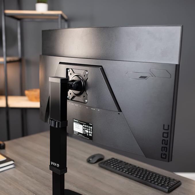 VIVO Mechanical Free Standing Single Monitor Mount Desk Stand, Tall Height Adjustable Arm for Screens up to 32 inches, Black, STAND-V001V - Image 3