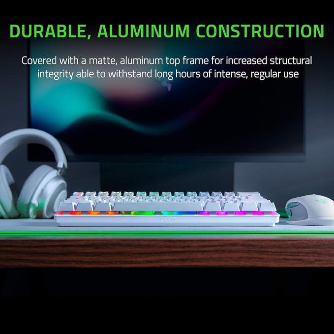 Razer Huntsman Mini 60% Gaming Keyboard, Linear Optical Switches, White | Aluminum Top Frame, Chroma RGB Lighting, PBT Keycaps, Onboard Memory, Snap Tap - Image 5
