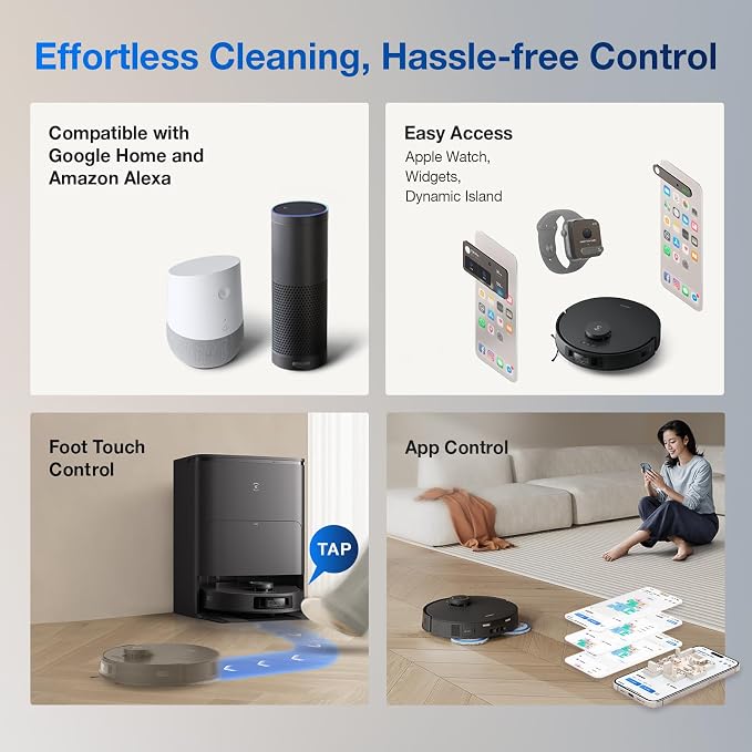 ECOVACS DEEBOT T30S AI Care Robot Vacuum and Mop, 11000Pa, TruEdge Adaptive Edge Mopping, ZeroTangle, AI Instant Re-mop, Hot Water Mop Washing, Self-Emptying & Refilling, Obstacle Avoidance - Image 9
