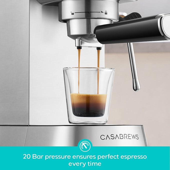 CASABREWS 5418 PRO Espresso Machine with Fast Heating System and Steam Wand | Brew Ready in 5 Seconds, Brews 2+ Milk Drinks in A Row, 20-Bar Pump, Built-in Pressure Gauge, Pro Steam Wand for Lattes - Image 5
