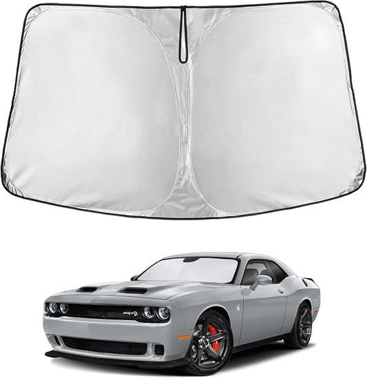 EcoNour Windshield Sunshade Compatible for Dodge Challenger 2015-2023 2024 2025, Sun Visor for Front Windshield & Window Sun Shade Cover, UV Heat Blocker & Protector, Car Accessories by EcoNour