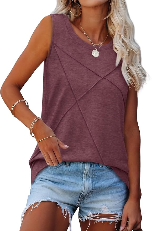 WIHOLL Women's Sleeveless Summer Crewneck Loose Fit Tank Tops - Image 2