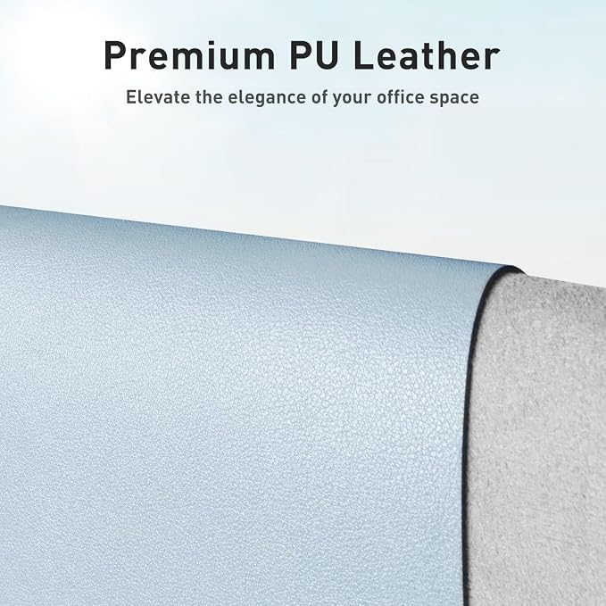Aothia Leather Desk Pad Protector, Office Desk Mat, Large Mouse Pad, Non-Slip PU Leather Desk Blotter, Laptop Desk Pad, Waterproof Desk Writing Pad for Office and Home (48"x17", Baby Blue) - Image 2